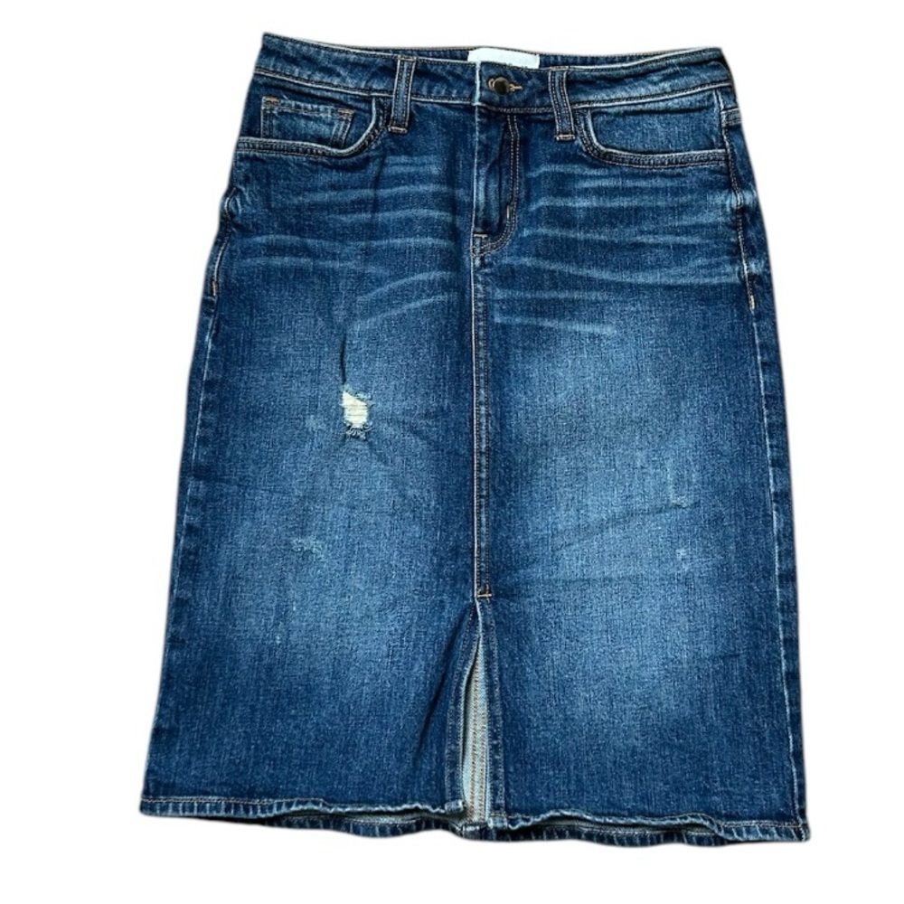 Women’s MANGO Slit Denim Blue Skirt Size XS
